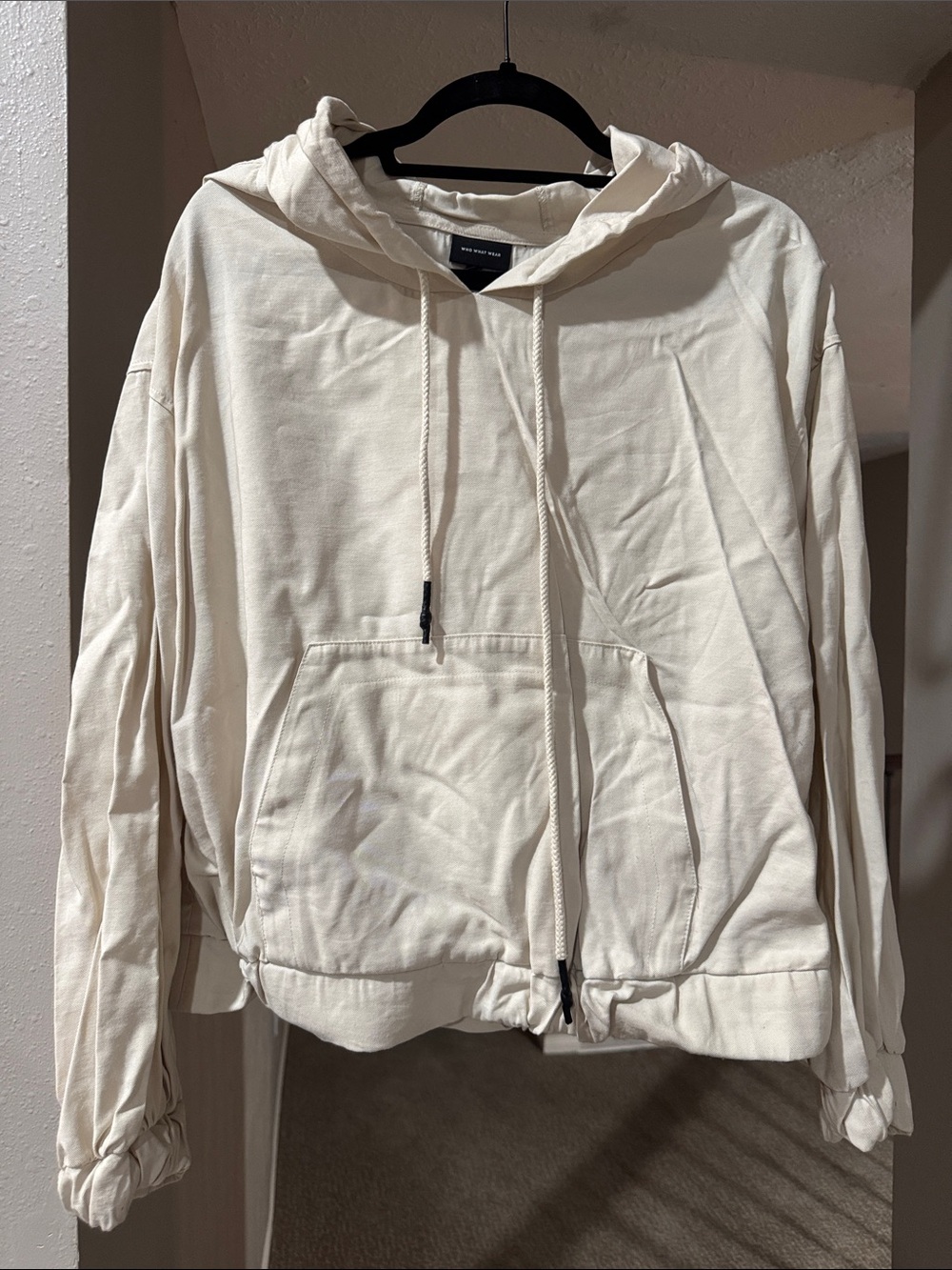 Who What Wear Women's Cream Hooded Drawstring Jacket
